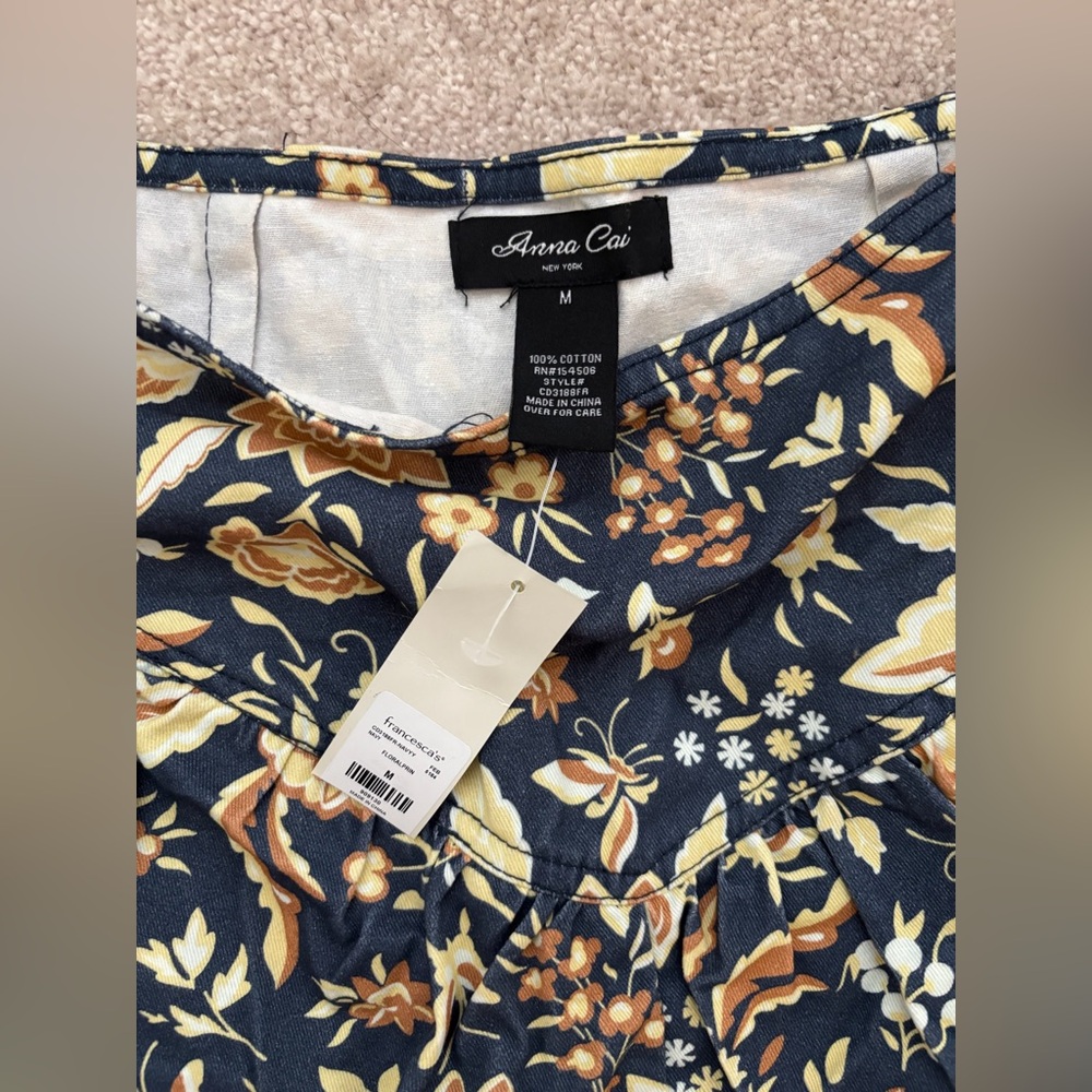 Francesca's Collections Floral Mini Skirt - Navy and Yellow NWT - Picture 8 of 14